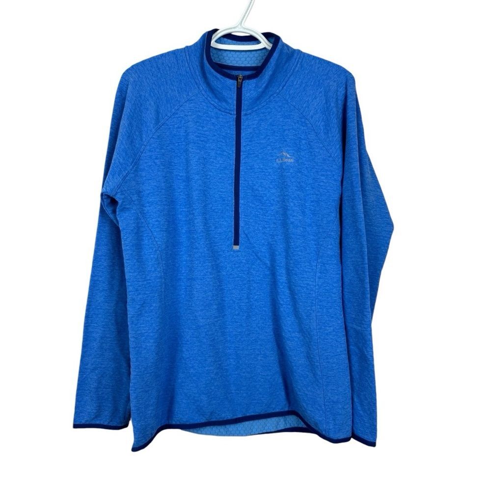 L.L. Bean | Blue Women Adventure Grid Fleece Quarter-Zip Pullover | Sz M